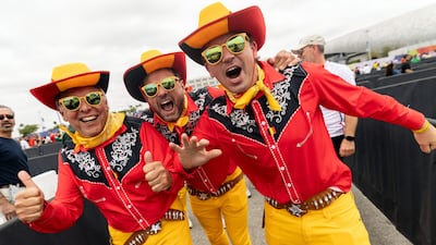 Belgian fans blend their national flag's colours with American cowboy culture before their side face Iran at the Los Angeles Stadium. AFP