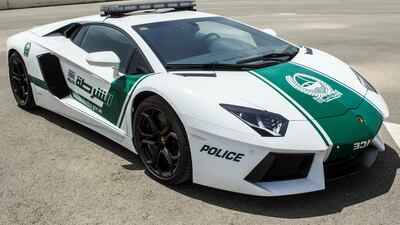 The Aventador was revealed by Dubai Police on its Twitter feed when the force tweeted: "Latest #Dubai_Police patrols, now at your service." Courtesy Dubai Police