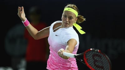 Petra Kvitova in action during the 2015 Dubai Duty Free Tennis Championships. She will be out of action for at least three months after the left-hand injury she sustained during a burglary attempt at her Czech Republic home. Francois Nel / Getty Images