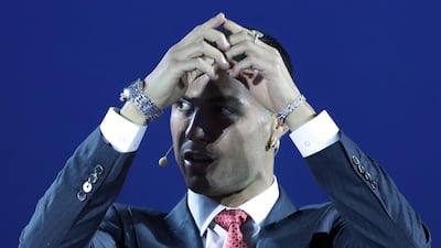 Cristiano Ronaldo attends the Dubai International Sports Conference at the Armani Hotel. EPA