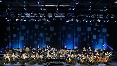 London’s Royal Philharmonic Orchestra’s performance of John Williams’s themes from Jaws and Star Wars were crowd-pleasers. Pawan Singh / The National