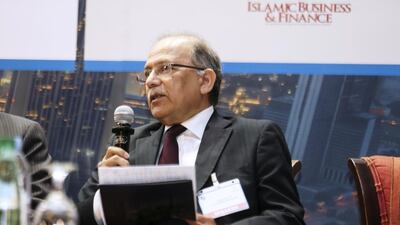Ajmal Bhatty, chief executive officer of Tokio Marine Middle East, speaks on a panel at the World Takaful Conference at Dusit Thani Hotel in Dubai, April 13, 2015. Sarah Dea / The National