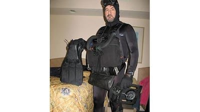 Hervé Jaubert in his scuba equipment.