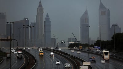 Rain fell in Dubai and parts of the UAE on Tuesday after months of dry weather. Satish Kumar / The National