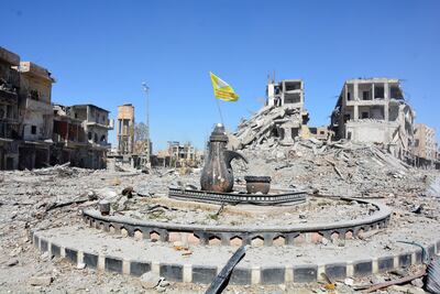 A view of Naim Square after its liberation in central Raqqa, Syria, on October 18, 2017. The square was used by ISIL extremists to perform public executions, beheadings and crucifixions during their three-year rule of the city. Youssef Rabih Youssef / EPA