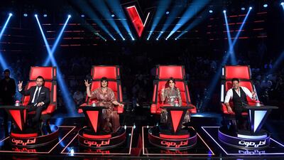 The coaches of The Voice: Ahla Sawt (L-R) Assi Helani, Ahlam, Elissa and Hamaki (Courtesy MBC)