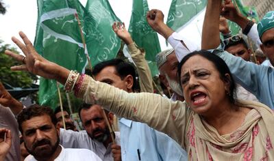 Supporters of Pakistan Muslim League Nawaz (PML-N) protest amid claims of vote-rigging. Rehan Khan / EPA