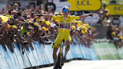 Belgium's Wout Van Aert wins Stage 4. AP