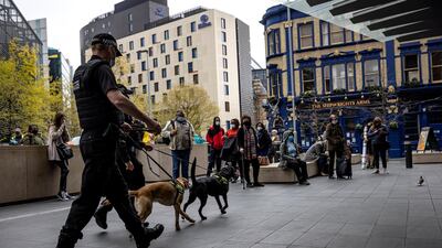 Police at London Bridge station, one of Britain's major transport hubs. Getty Images