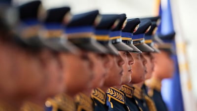 Honour guards await for Philippines President Rodrigo Duterte at the Manila International Airport in Pasay City, south of Manila. Mark R Cristino / EPA