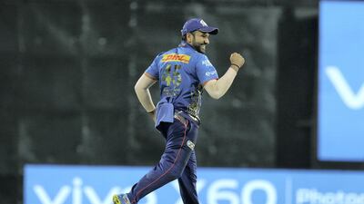 Rohit Sharma Captain of Mumbai Indians celebrates after winning the match