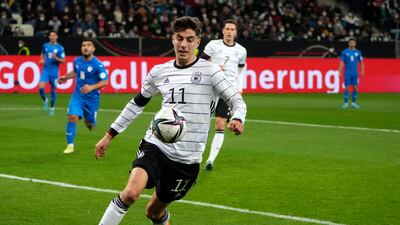 Kai Havertz controls the ball during the international friendly match between Germany and Israel. AP