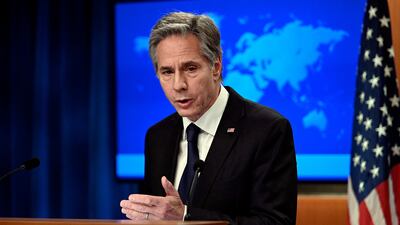 US Secretary of State Antony Blinken speaks during a press conference at the State Department in Washington. AFP