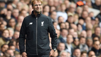 Liverpool manager Jurgen Klopp shown during the Premier League match against Tottenham Hotspur on Saturday. Andy Rain / EPA / October 17, 2015