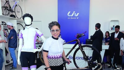 Bonnie Tu, known as the 'Grandmother of Cycling', is the creator of the brand Liv. She's seen here in March 2015 during the opening of the first Liv store in Dubai. Satish Kumar / The National
