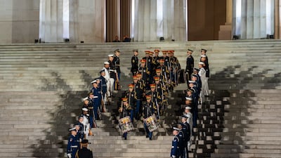 The US Army Band at the Lincoln Memorial. Bloomberg