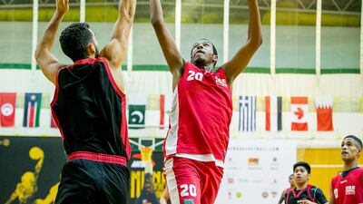 UAE under 17 basketball player Rashid Mohammed shown during the Mena Basketball Showcase on Saturday. Photo Courtesy / Dubai Amateur Basketball Association / May 31, 2014