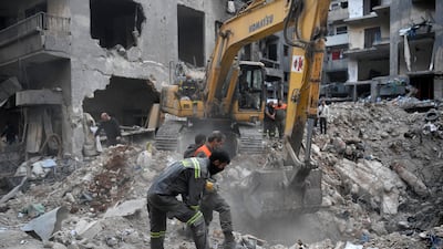 Rescuers search for missing people after Israeli airstrikes hit Beirut's Basta neighbourhood on November 23. The World Bank estimates damage from the war to Lebanon's physical infrastructure alone at $3.4 billion. EPA