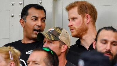 London, ENG; Prince Harry during the first inning of the game between the Boston Red Sox and the New York Yankee's at London Stadium. Mandatory Credit: Steve Flynn-USA TODAY Sports