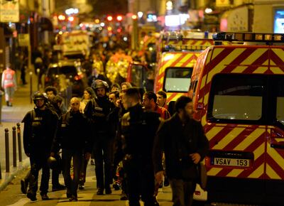 Police near the Bataclan concert hall in central Paris where at least 120 people were killed in 2015. AFP