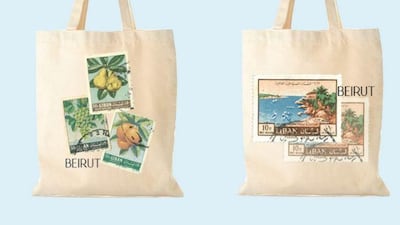 Talar Nina created four tote bags to help raise funds for Impact Lebanon and the Lebanese Food Bank. Courtesy Talar Nina