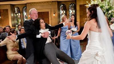 Nick Nolte, left, as Burt Johnson, Russell Brand as Arthur, centre, and Jennifer Garner in the remake of Arthur.