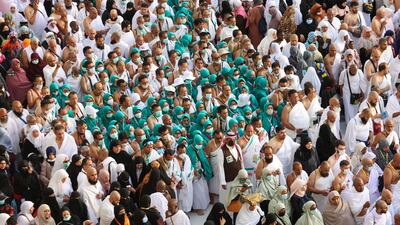 Worshippers arrive at the Grand Mosque. AFP