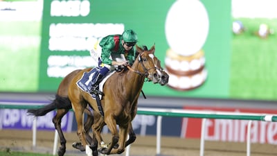 Jockey Mickael Barzalona guides Calandagan to win in Dubai Sheema Classic. EPA
