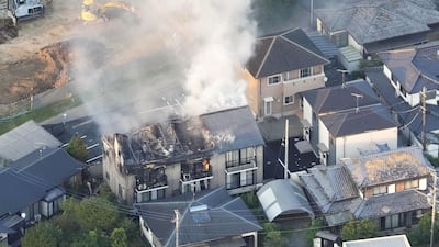 A residential building on fire in Yatsushiro. Reuters