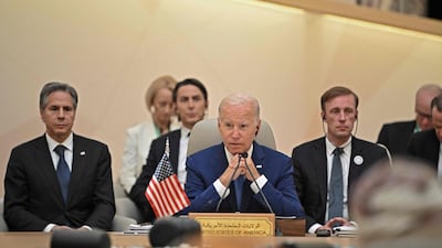 US President Joe Biden attends the Gulf Co-operation Council GCC+3 Jeddah Security and Development Summit at a hotel in the Saudi Arabian Red Sea coastal city. AFP