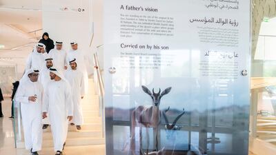 Sheikh Mohamed is seen with Sheikh Khalifa bin Tahnoon,, Mohamed bin Kardous and Mohamed Al Junaibi,. Mohamed Al Hammadi / Ministry of Presidential Affairs