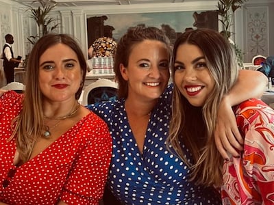 Sophie Prideaux, right, with friends Farah and Ellie. Photo: Sophie Prideaux