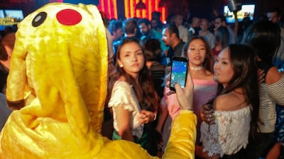 Societe Dubai offered guests the chance to rub shoulders with other Pokemon Go players in a friendly environment, where spending an evening glued to your phone might actually be deemed as socially acceptable behaviour. Victor Besa for The National