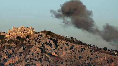 Smoke floats above Beaufort Castle, after an Israeli strike targeted the village of Arnoun, in southern Lebanon. AFP