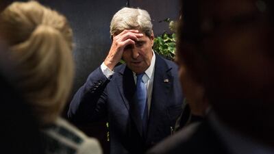 US secretary of state John Kerry leaves after speaking about the Iran deal in New York City. Andrew Burton / Getty Images / AFP