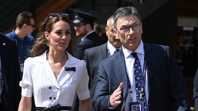 Catherine, Duchess of Cambridge, in Suzannah, on day two of the Wimbledon Championships at the All England Lawn Tennis and Croquet Club. Getty