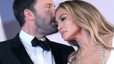 Affleck and Lopez cosy up the premiere of The Last Duel during Venice International Film Festival, in Venice, Italy.