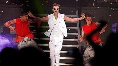 Abderrahim Gotni rushed onto the stage during Justin Bieber's Dubai concert to 'hug him'. Sarah Dea / The National