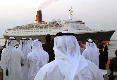 The QE2 arriving in Dubai from the UK on November 26, 2008. Randi Sokoloff / The National