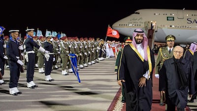 Saudi Crown Prince Mohammad Bin Salman with Tunisian President Beji Caid Essebsi. AFP