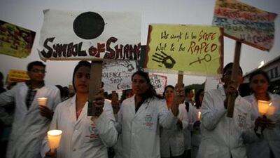 A march in Bhopal is held to raise awareness about crimes against women last week. Today a fast-track court held its first hearing in the gang rape and killing of a 23-year-old student that triggered nationwide outrage. Sanjeev Gupta / EPA
