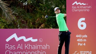 Daniel Gavins plays his tee shot on the 6th. Getty