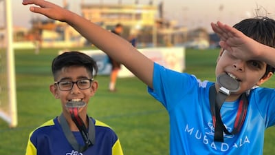 Children celebrating at the last unified football league in 2019. Courtesy, PASS Abu Dhabi