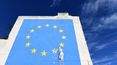 The Brexit-inspired mural by British street artist Banksy in Dover. EPA