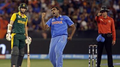 India’s Ravichandran Ashwin, centre, has taken 12 wickets at this World Cup so far. Hamish Blair / Reuters