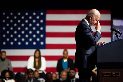 US President Joe Biden during a moment of silence during commemorations of the 100th anniversary of the Tulsa Race Massacre on June 01, in Tulsa, Oklahoma. Getty/AFP