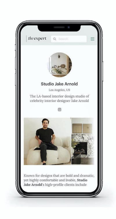 The Expert launched with a roster of 75 interior designers, including co-founder Arnold's celebrity-favourite studio