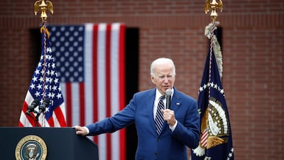 US President Joe Biden praised the bravery of Iranian women protesters during a speech in Irvine, California, on October 14. EPA