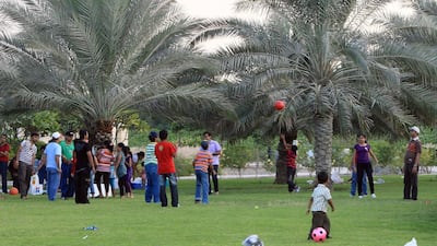 Eid Al Adha is traditionally a time when families and friends gather to celebrate the festivities together. Seen here are residents at Khalifa park in Abu Dhabi during Eid Al Adha. Ravindranath K / The National