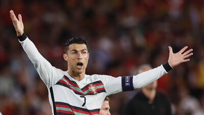 Portugal's Cristiano Ronaldo reacts. EPA